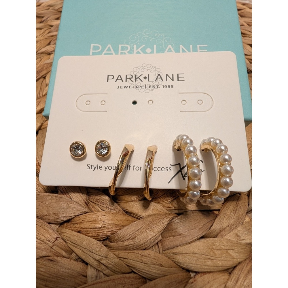 Park Lane Pireced Earrings Trio Set Pairs 1 Stud & 1 Hoop & 1 Drop New Boxed